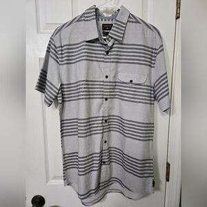 NWT Quicksilver Gray Striped Men's Shirt, Large